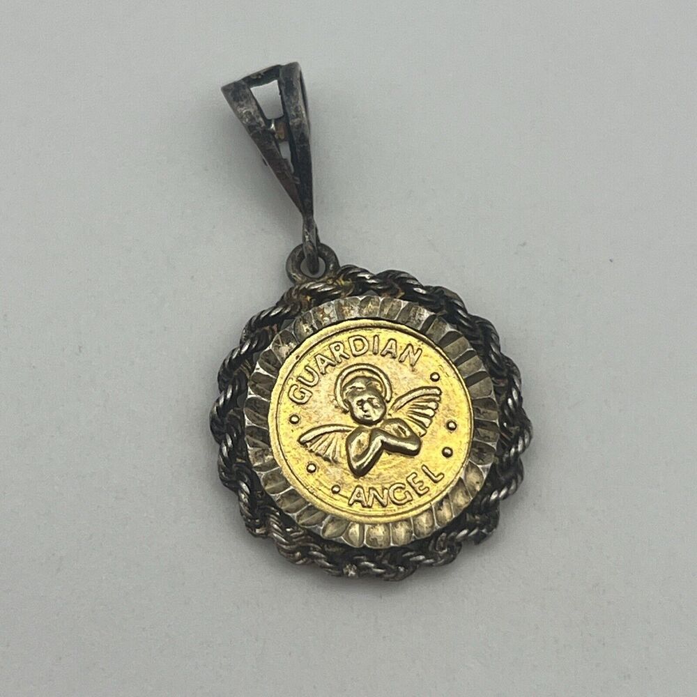 Signed Badavici vintage Sterling silver Guardian Angel Pendant